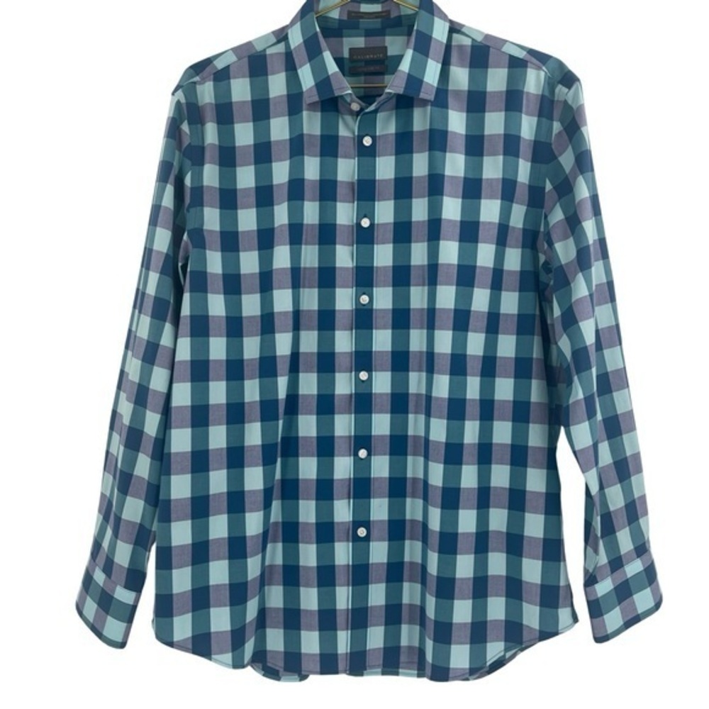 C2 by Calibrate blue Plaid Shirt 16.5 32-33 extra trim fit